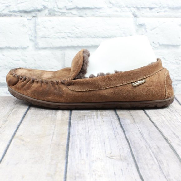 LL BEAN Suede Wicked Good Moc Slippers Size 12 M